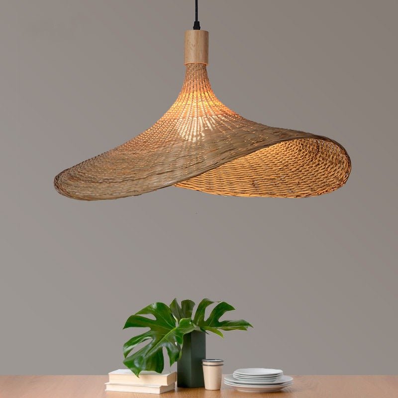 Lustre en Bambou Nouveau Style Japonais avec Lampe LED - Design Authentique - IVOIRART.COM