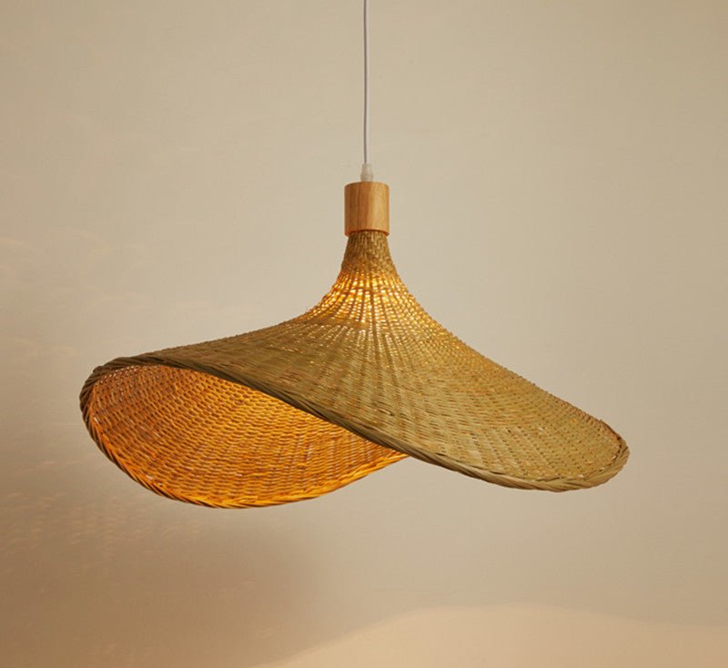 Lustre en Bambou Nouveau Style Japonais avec Lampe LED - Design Authentique - IVOIRART.COM