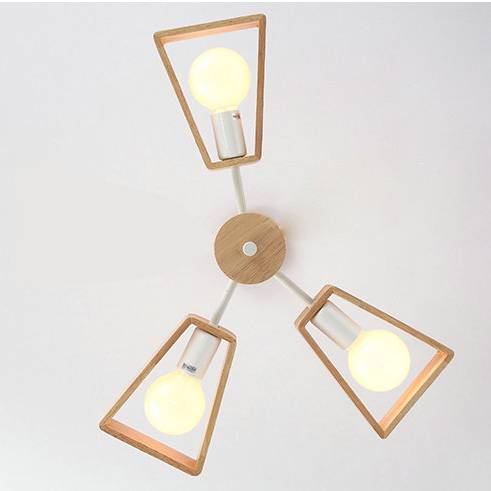 Lustre en bois massif pour chambre à coucher, branche à 3 sources LED 220 V - IVOIRART.COM
