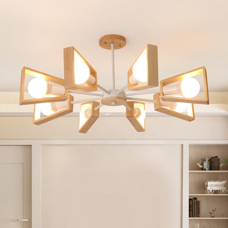 Lustre en bois massif pour chambre à coucher, branche à 3 sources LED 220 V - IVOIRART.COM
