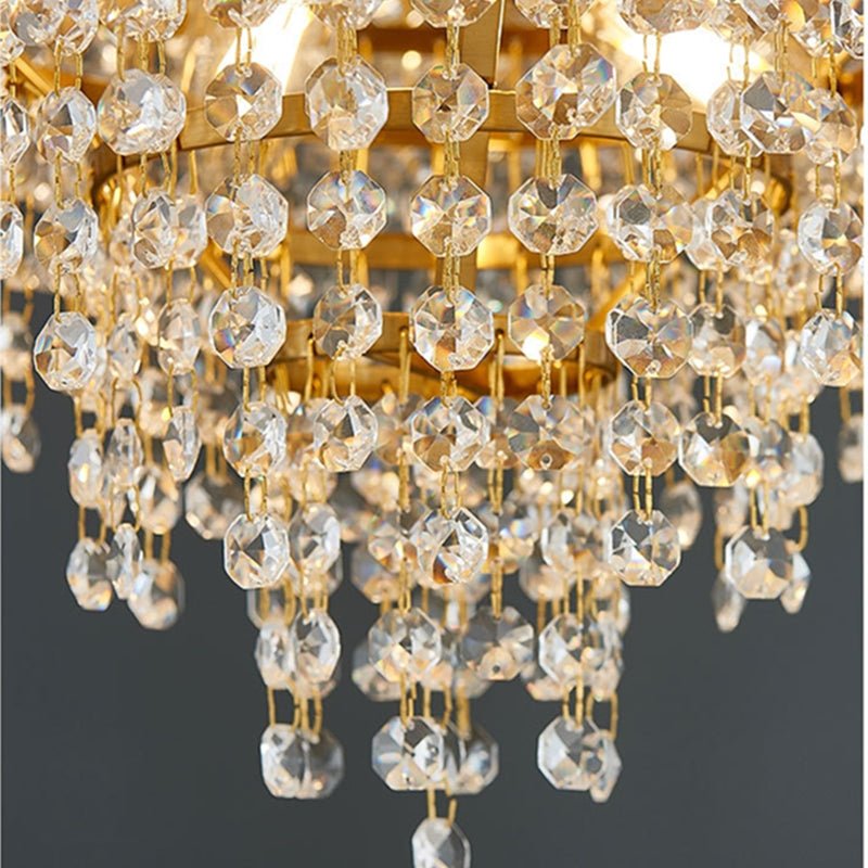Lustre en cristal pour salon en acier inoxydable - Éclairage LED élégant - IVOIRART.COM