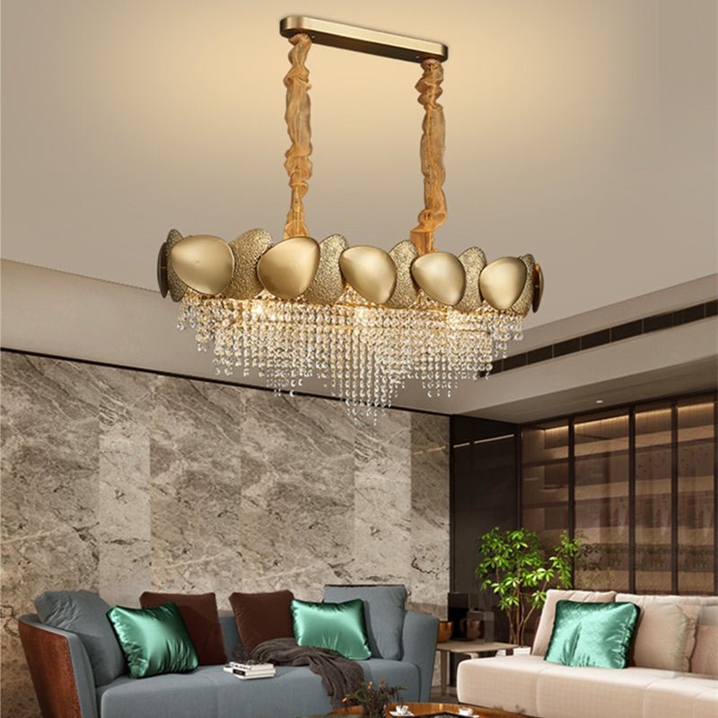 Lustre en cristal pour salon en acier inoxydable - Éclairage LED élégant - IVOIRART.COM