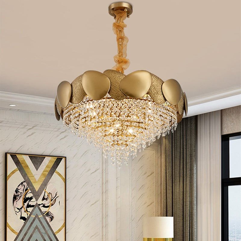 Lustre en cristal pour salon en acier inoxydable - Éclairage LED élégant - IVOIRART.COM