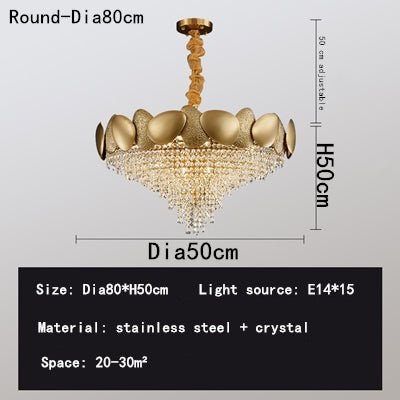 Lustre en cristal pour salon en acier inoxydable - Éclairage LED élégant - IVOIRART.COM