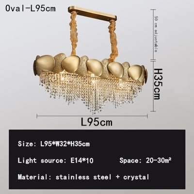 Lustre en cristal pour salon en acier inoxydable - Éclairage LED élégant - IVOIRART.COM