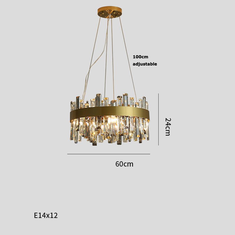 Lustre en Cristal pour Salon Lumières Simples en Acier Inoxydable Élégant - IVOIRART.COM