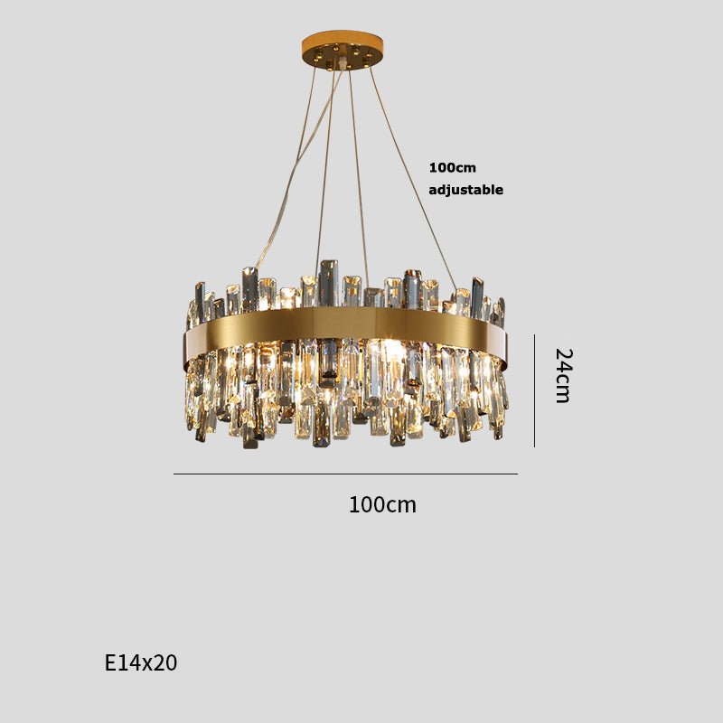 Lustre en Cristal pour Salon Lumières Simples en Acier Inoxydable Élégant - IVOIRART.COM