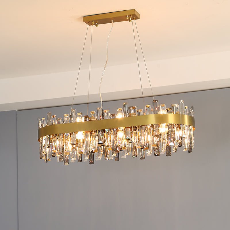 Lustre en Cristal pour Salon Lumières Simples en Acier Inoxydable Élégant - IVOIRART.COM
