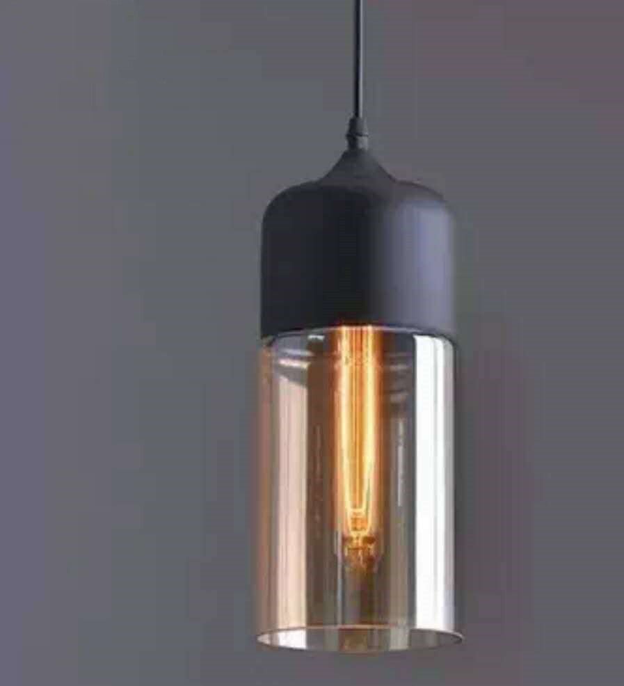 Lustre en verre industriel américain avec éclairage LED intégré, button switch - IVOIRART.COM