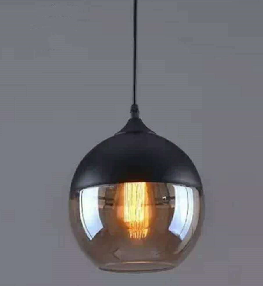 Lustre en verre industriel américain avec éclairage LED intégré, button switch - IVOIRART.COM