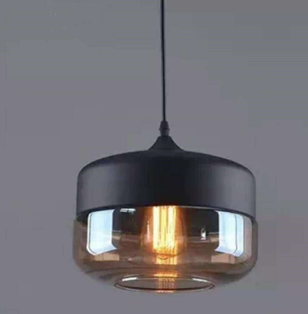 Lustre en verre industriel américain avec éclairage LED intégré, button switch - IVOIRART.COM