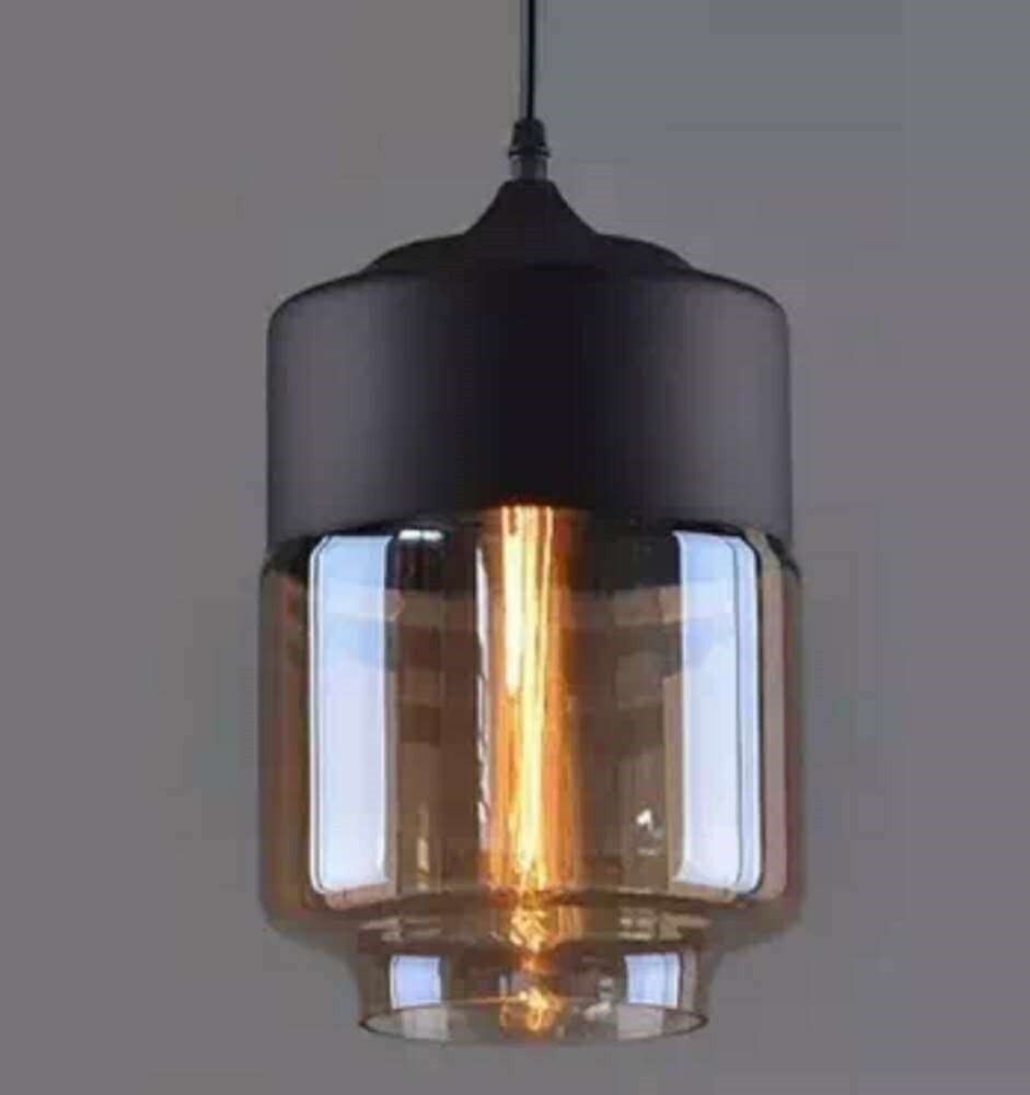 Lustre en verre industriel américain avec éclairage LED intégré, button switch - IVOIRART.COM