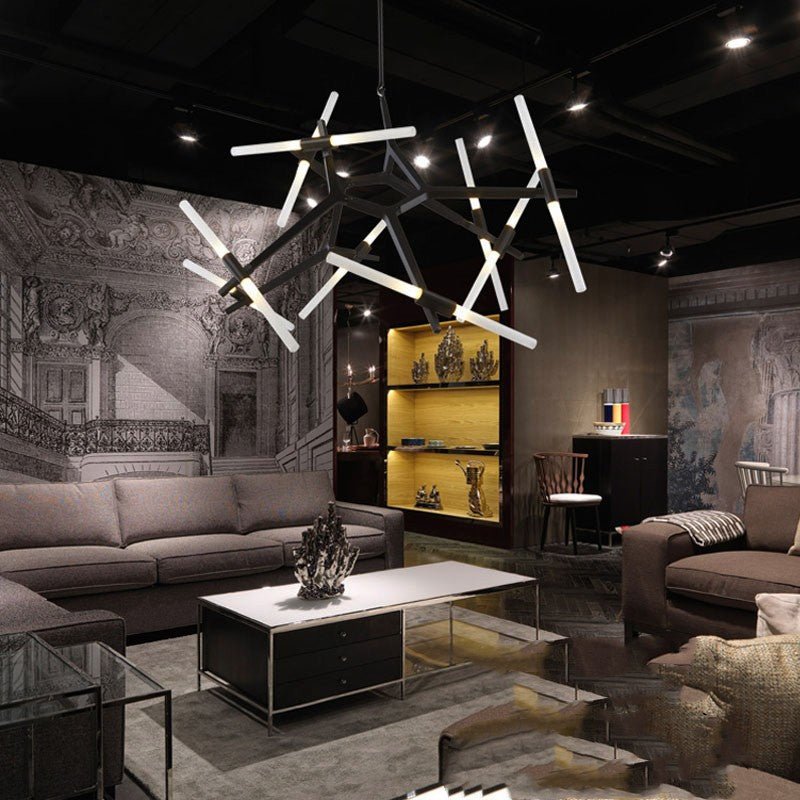 Lustre moderne irrégulier salon et salle à manger minimaliste, suspension design - IVOIRART.COM