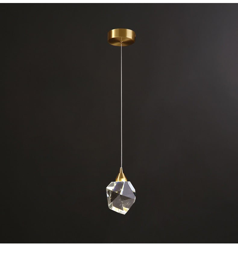 Lustre Moderne Minimaliste en Cuivre et Cristal de Luxe à Trois Lampes - IVOIRART.COM