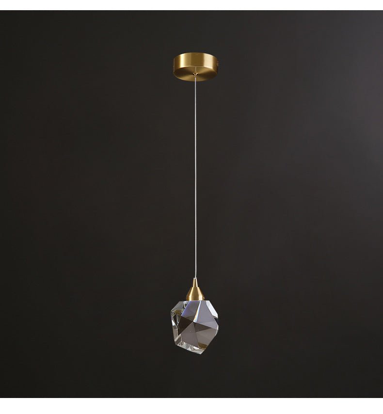 Lustre Moderne Minimaliste en Cuivre et Cristal de Luxe à Trois Lampes - IVOIRART.COM