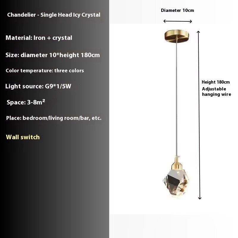 Lustre Moderne Minimaliste en Cuivre et Cristal de Luxe à Trois Lampes - IVOIRART.COM
