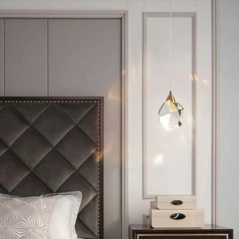 Lustre Moderne Minimaliste en Cuivre et Cristal de Luxe à Trois Lampes - IVOIRART.COM