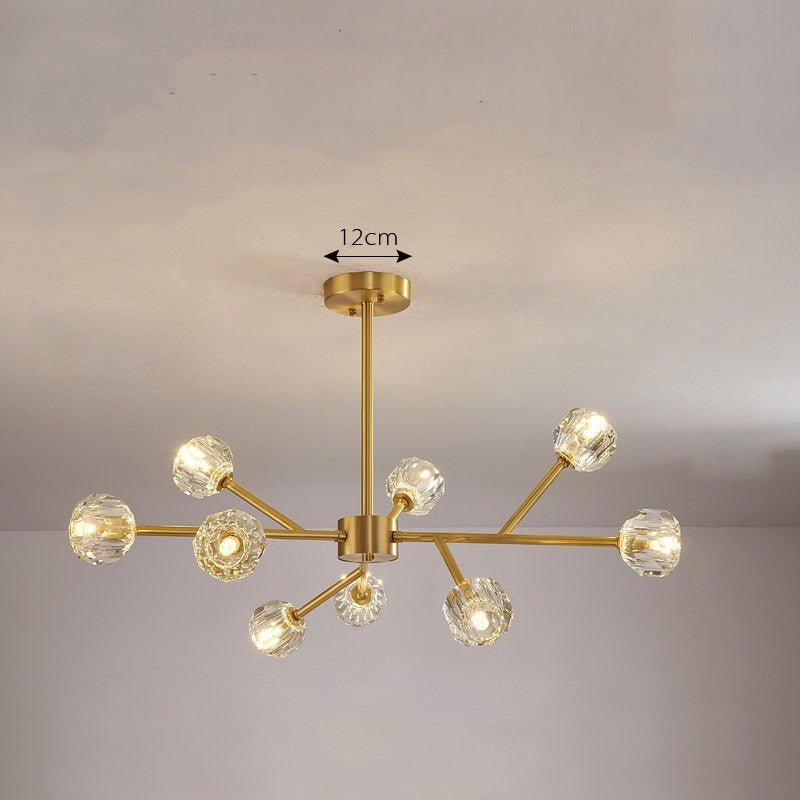 Lustre nordique moderne en cuivre et cristal lampe LED de luxe avec télécommande - IVOIRART.COM