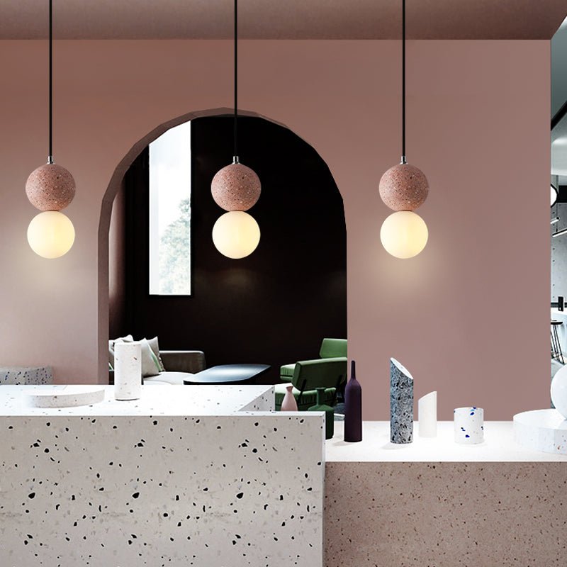 Lustre Petit Moderne en Terrazzo de Ciment Style Nordique pour Bar & Restaurant - IVOIRART.COM