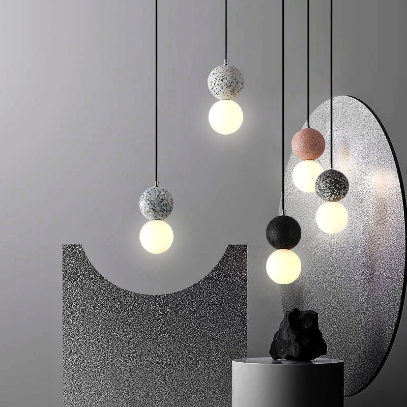 Lustre Petit Moderne en Terrazzo de Ciment Style Nordique pour Bar & Restaurant - IVOIRART.COM