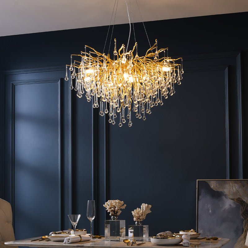 Lustre Postmoderne Luxe Léger Goutte d'Eau Cristal Lampe Ambiance Élégante - IVOIRART.COM
