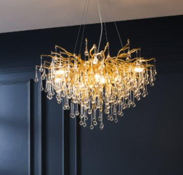 Lustre Postmoderne Luxe Léger Goutte d'Eau Cristal Lampe Ambiance Élégante - IVOIRART.COM