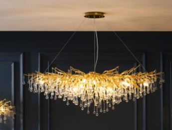 Lustre Postmoderne Luxe Léger Goutte d'Eau Cristal Lampe Ambiance Élégante - IVOIRART.COM