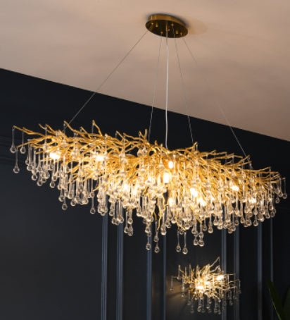 Lustre Postmoderne Luxe Léger Goutte d'Eau Cristal Lampe Ambiance Élégante - IVOIRART.COM