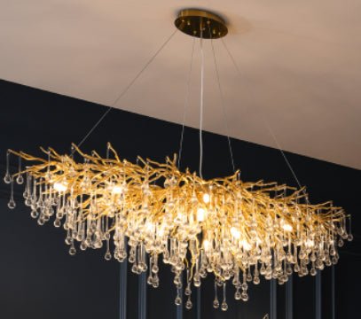 Lustre Postmoderne Luxe Léger Goutte d'Eau Cristal Lampe Ambiance Élégante - IVOIRART.COM