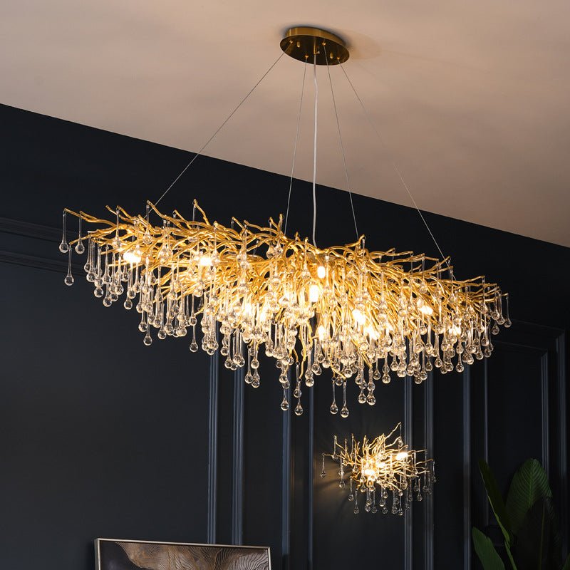 Lustre Postmoderne Luxe Léger Goutte d'Eau Cristal Lampe Ambiance Élégante - IVOIRART.COM