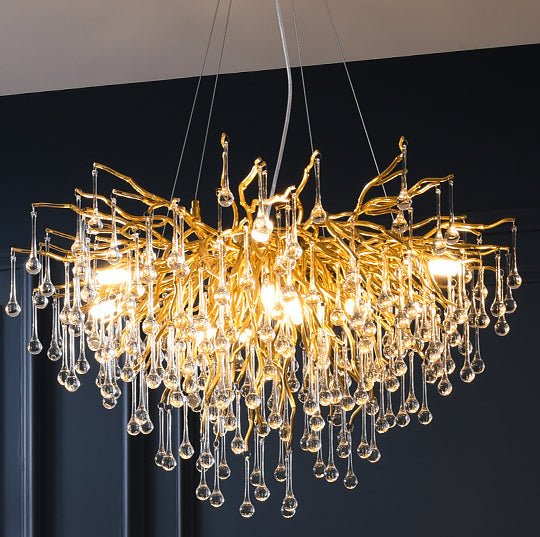 Lustre Postmoderne Luxe Léger Goutte d'Eau Cristal Lampe Ambiance Élégante - IVOIRART.COM
