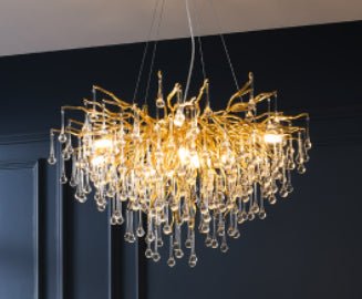 Lustre Postmoderne Luxe Léger Goutte d'Eau Cristal Lampe Ambiance Élégante - IVOIRART.COM