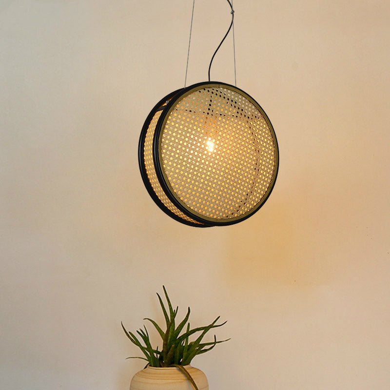 Lustre rétro créatif en rotin pour restaurant, lampe suspendue élégante et unique - IVOIRART.COM