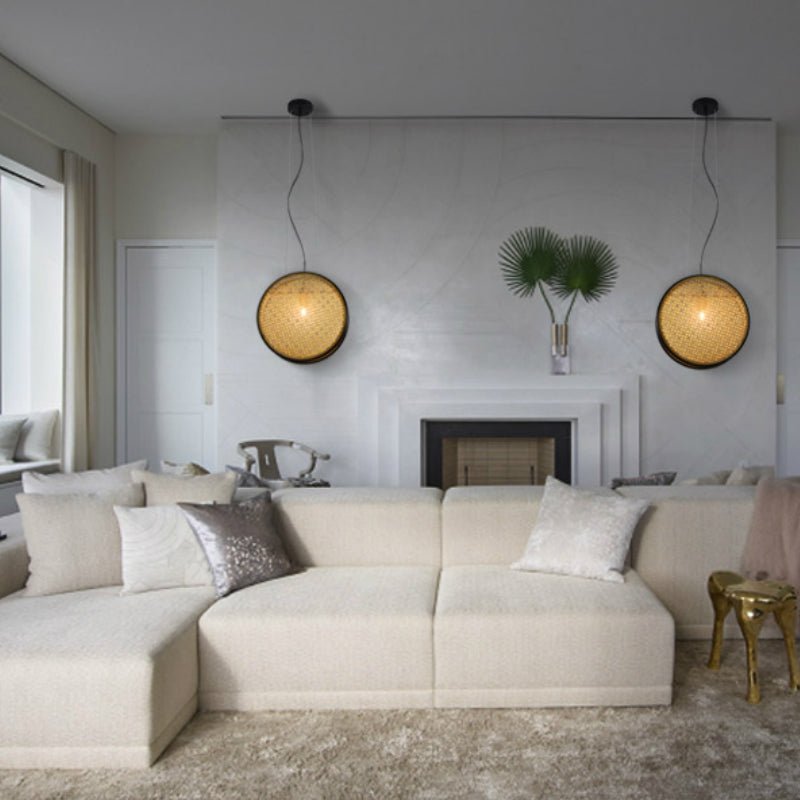 Lustre rétro créatif en rotin pour restaurant, lampe suspendue élégante et unique - IVOIRART.COM