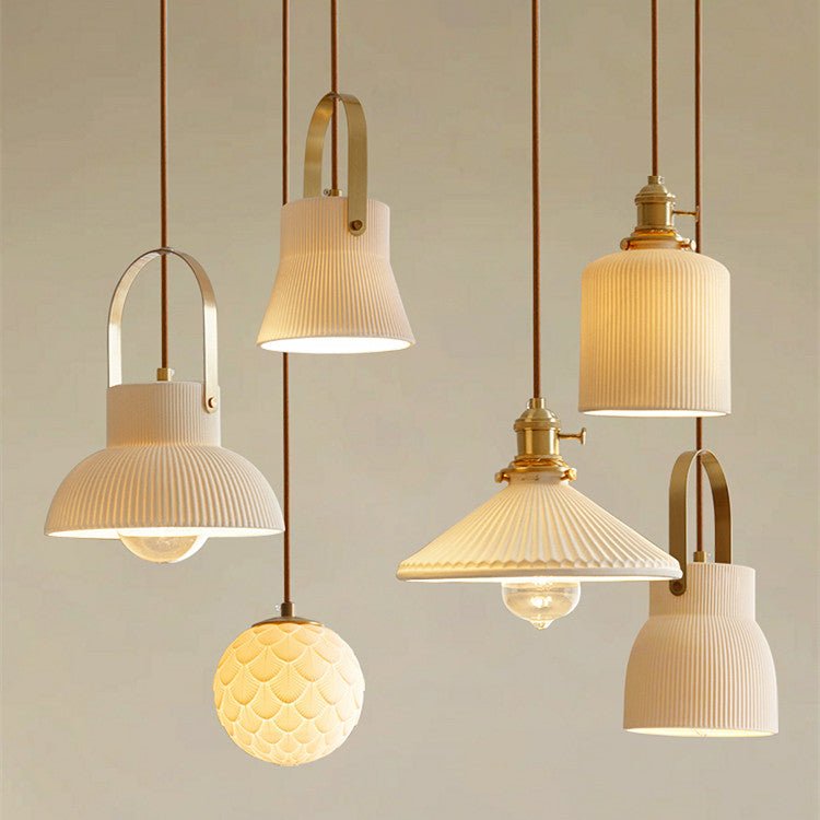 Lustre Scandinave Japonais en Porcelaine Créative et Translucide Lumineux - IVOIRART.COM