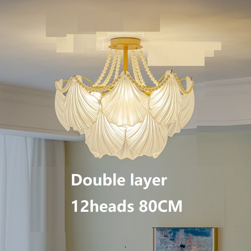 Luxury Pearl Shell Glass Living Room Pendant Lamp - IVOIRART.COM