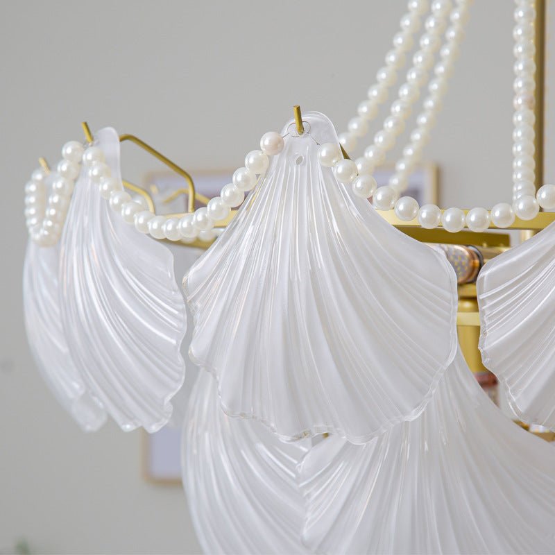 Luxury Pearl Shell Glass Living Room Pendant Lamp - IVOIRART.COM