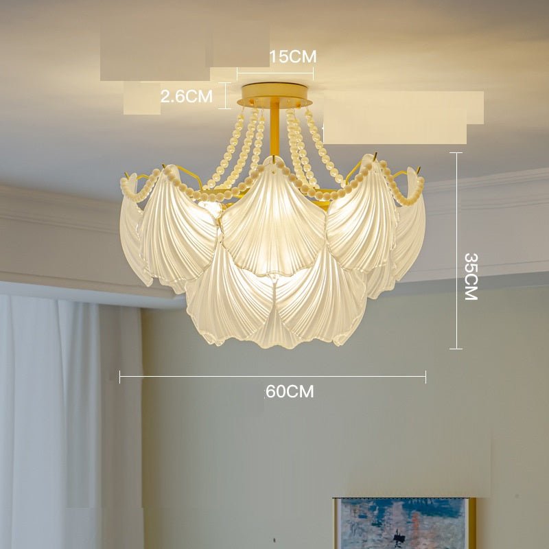 Luxury Pearl Shell Glass Living Room Pendant Lamp - IVOIRART.COM