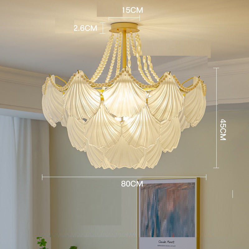 Luxury Pearl Shell Glass Living Room Pendant Lamp - IVOIRART.COM