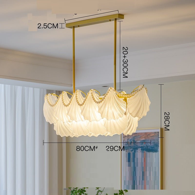 Luxury Pearl Shell Glass Living Room Pendant Lamp - IVOIRART.COM