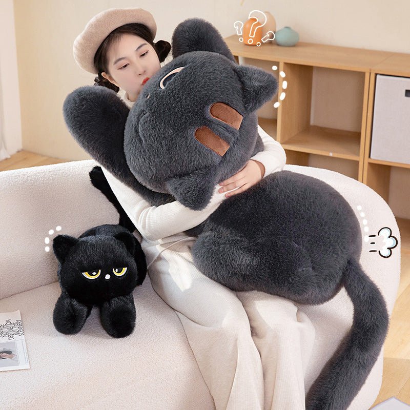 Lying-Down Black Cat Big Doll Pillow Plush Toy - IVOIRART.COM