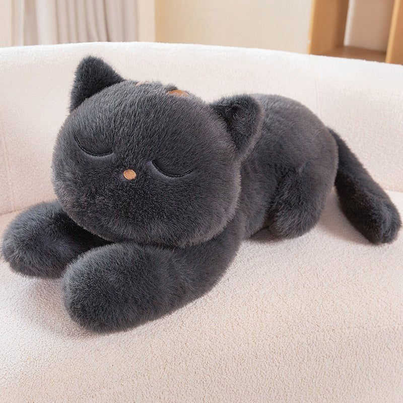 Lying-Down Black Cat Big Doll Pillow Plush Toy - IVOIRART.COM