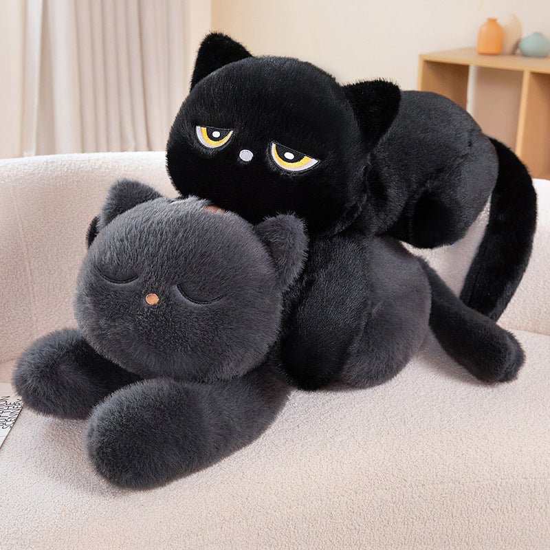 Lying-Down Black Cat Big Doll Pillow Plush Toy - IVOIRART.COM