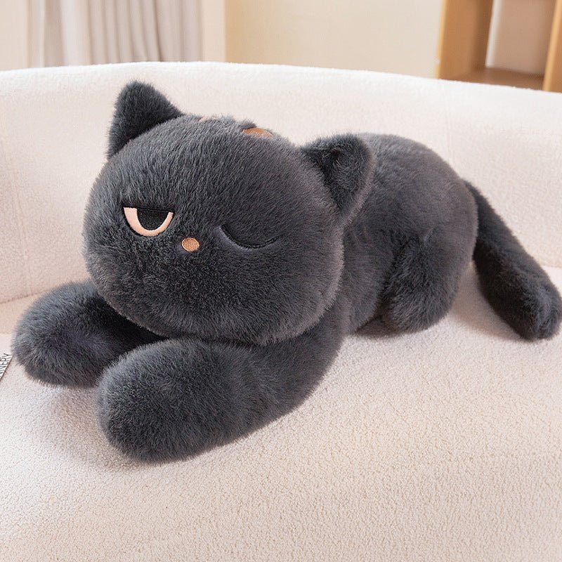 Lying-Down Black Cat Big Doll Pillow Plush Toy - IVOIRART.COM