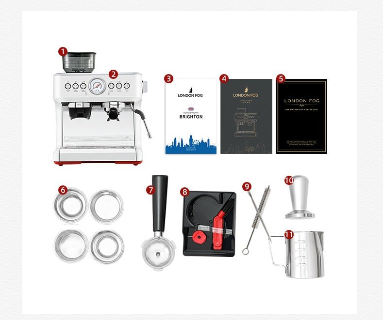 Machine à café semi-automatique compacte pour usage domestique, puissance 2200W, pression 20 bars, avec moulin et mousseur à lait - IVOIRART.COM