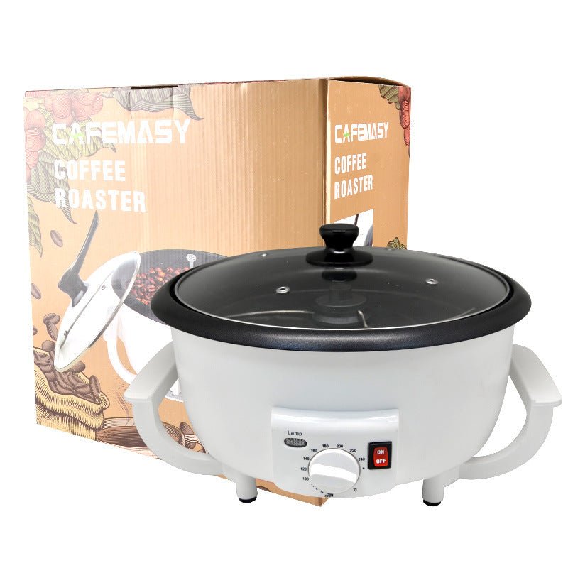 Machine à torréfier les grains de café - capacité 750g, puissance 1 200W, 220-240V, forme oblate blanche - IVOIRART.COM