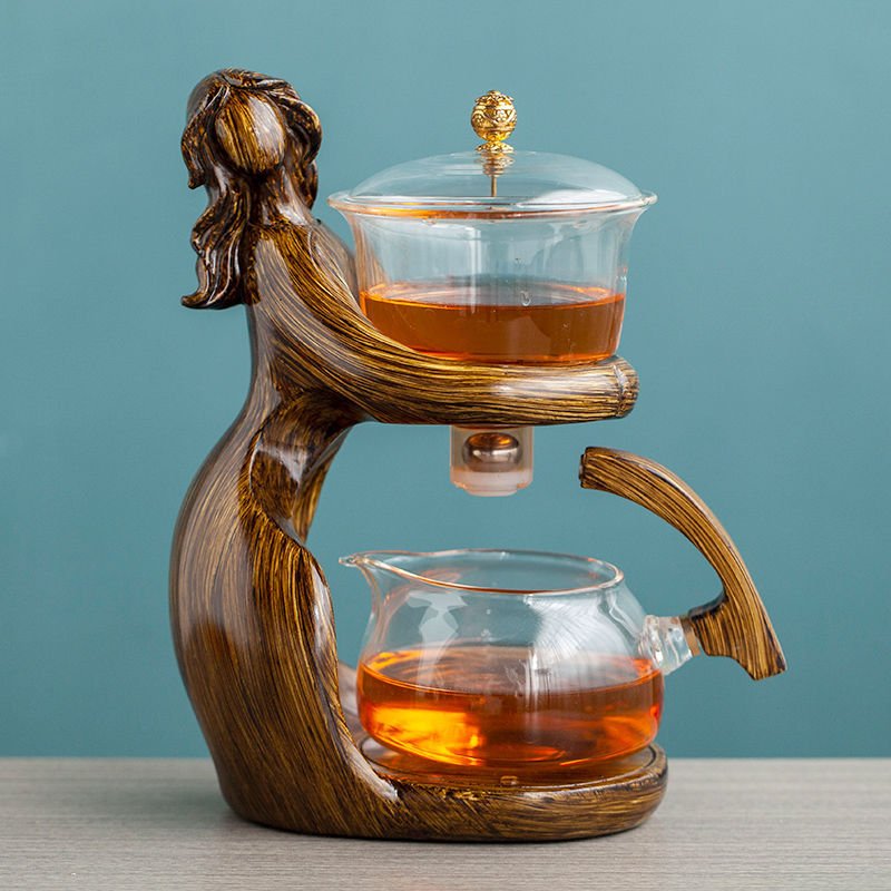 Maid Semi-automatic Tea Set Tea Making Kungfu Teapot Automatic Tea Set Heat-resistant Glass Holder Base Tea Infusers Tea Ware - IVOIRART.COM