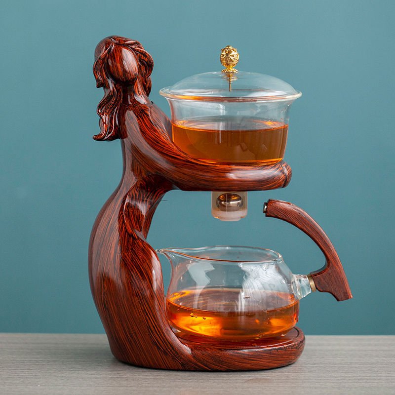 Maid Semi-automatic Tea Set Tea Making Kungfu Teapot Automatic Tea Set Heat-resistant Glass Holder Base Tea Infusers Tea Ware - IVOIRART.COM
