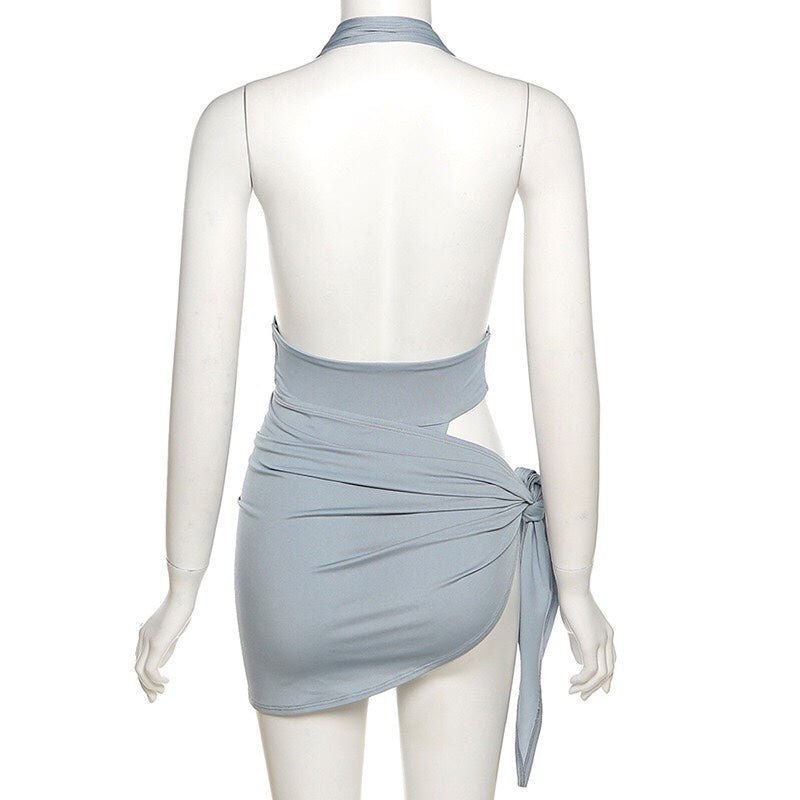 Maillot de bain deux pièces gris bleu avec boutons-pression, à porter hors de l'eau - IVOIRART.COM