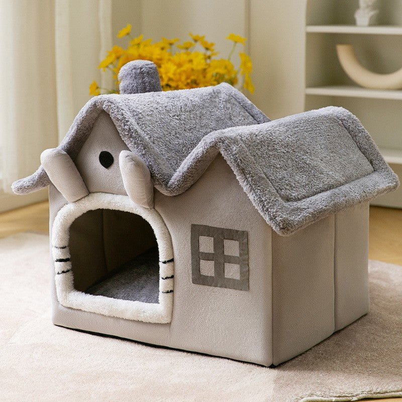 Maison pliable pour chien et chat, nid douillet d’hiver, niche villa chaude - IVOIRART.COM